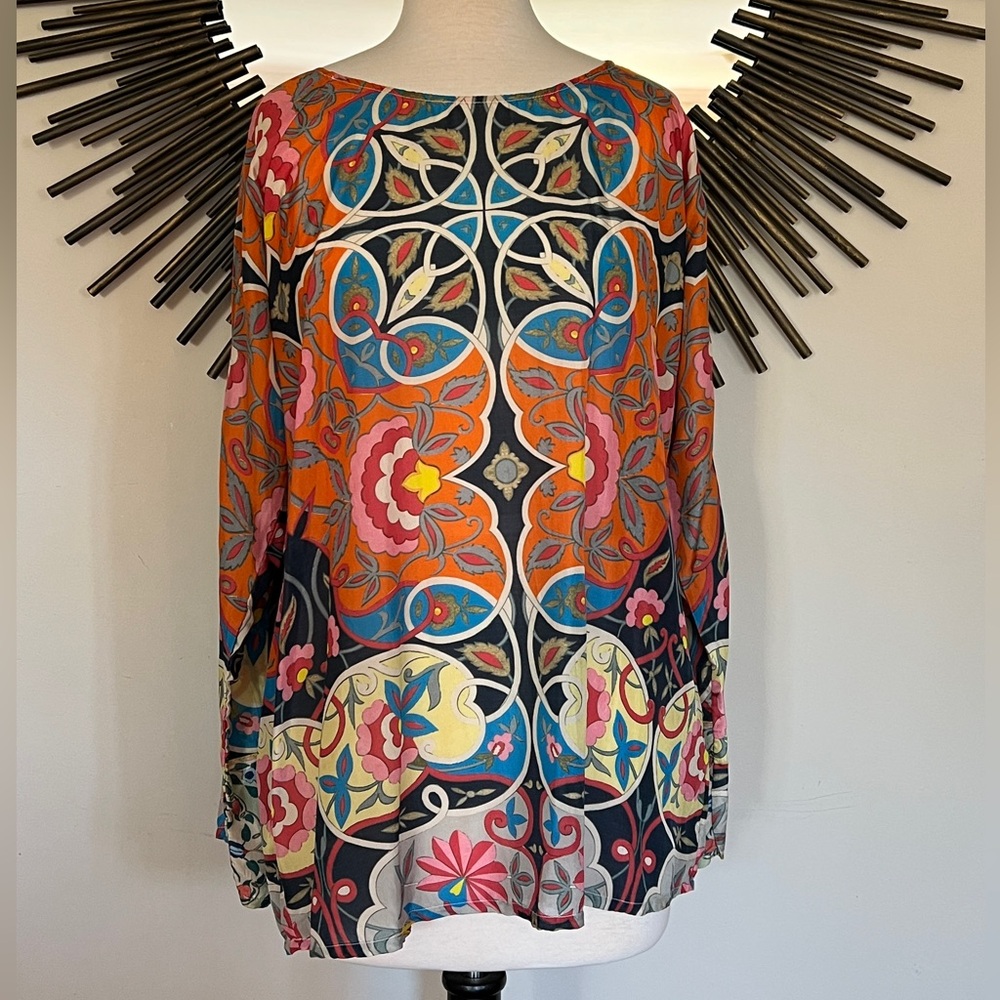 Johnny Was Multicolor Silk Tunic
